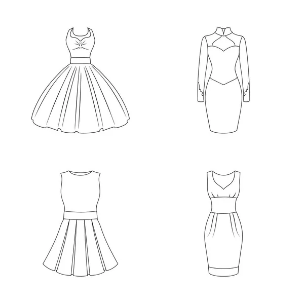 Ilustración vectorial del logotipo del vestido y la ropa. Colección de vestido y el símbolo de stock de noche para la web . — Vector de stock