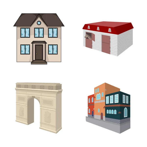 Vector illustration of building and city icon. Collection of building and business stock vector illustration. — Stock Vector