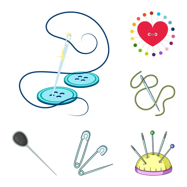 Isoliertes Objekt der Nadel und des Nähsymbols. Satz von Stift und Skizze Aktiensymbol für Web. — Stockvektor