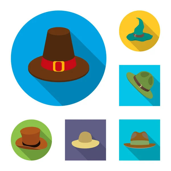 Diseño vectorial del sombrero y el logotipo de la tapa. Conjunto de sombrero y modelo de símbolo de stock para web . — Archivo Imágenes Vectoriales