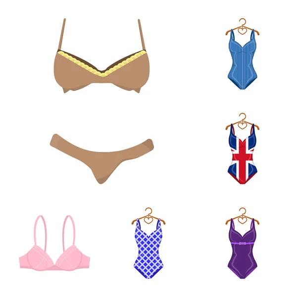 Ilustración vectorial de bikini y muestra de moda. Colección de bikini y traje de baño stock vector ilustración . — Archivo Imágenes Vectoriales