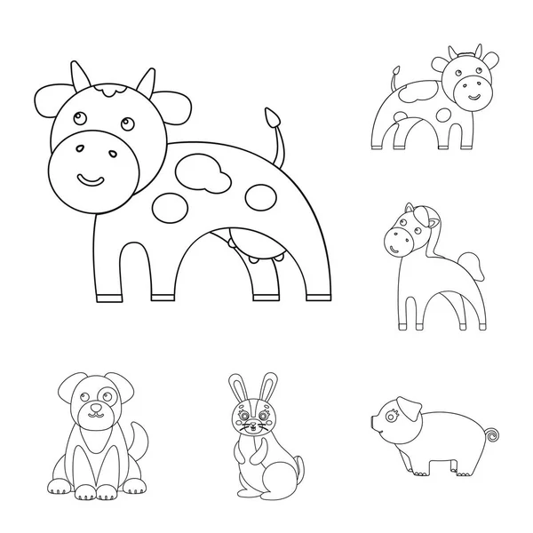 Векторная иллюстрация символа животного и среды обитания. Набор векторных значков для животноводства и сельского хозяйства . — стоковый вектор