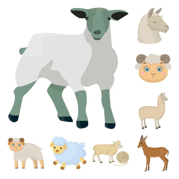 Koyun ve keçi işareti vektör Illustration. Koyun ve web için mutlu hisse senedi simgesi toplama. — Stok Vektör