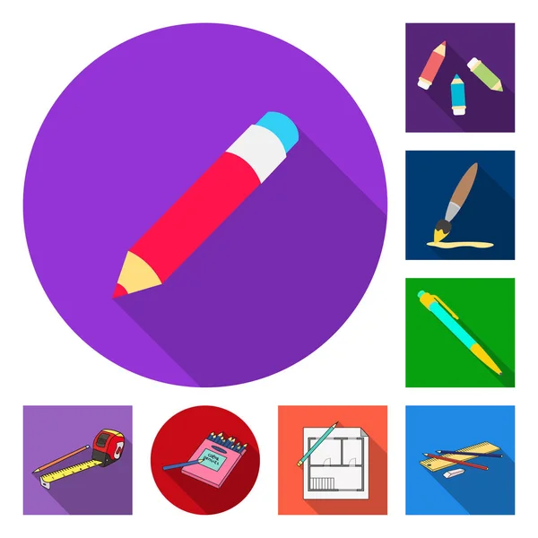 Vector design of pencil and sharpen symbol. Set of pencil and color stock symbol for web. — Stock Vector