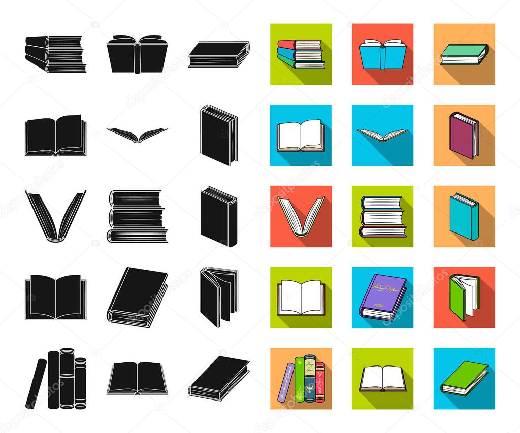 Book in the binding black,flat icons in set collection for design. Printed products vector symbol stock  illustration.
