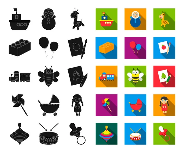 Childrens toy black,flat icons in set collection for design. Game and bauble vector symbol stock web illustration. — Stock Vector
