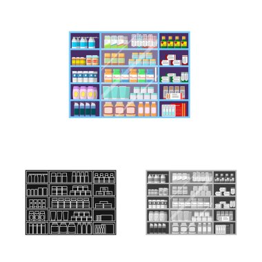 Perakende ve sağlık logo vektör tasarımı. Perakende ve sağlık hisse senedi vektör çizim seti.