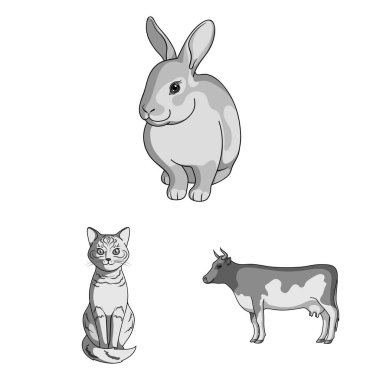 Hayvan ve habitat işareti vektör tasarımı. Hayvan ve çiftlik hisse senedi vektör çizim seti.