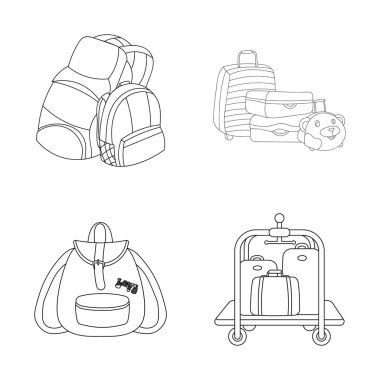 İzole nesnesini ve sırt çantası simgesi. Topluluğu ve hisse senedi için pack vektör simgesi.