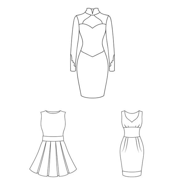 Векторная иллюстрация символа платья и одежды. Комплект одежды и значок вечернего вектора на складе . — стоковый вектор