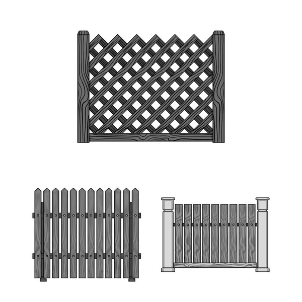 Vektorillustration av grind och staket logotyp. Samling av gate och vägg aktiesymbol för webben. — Stock vektor