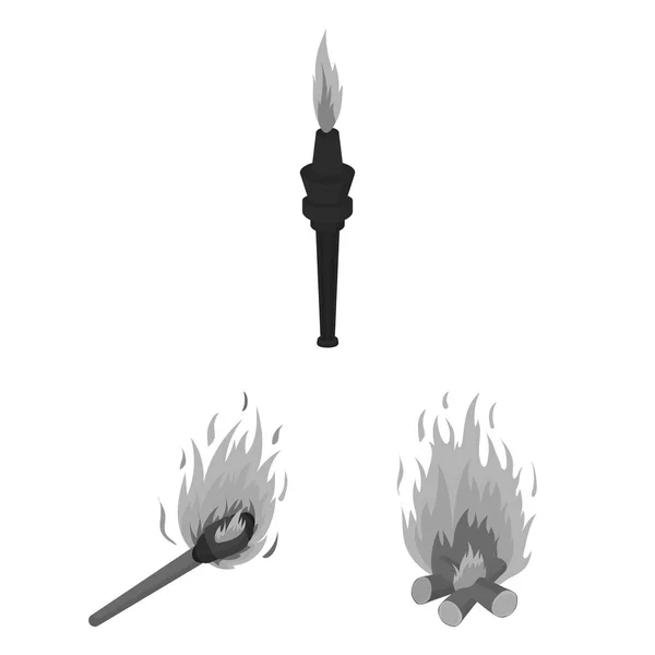 Illustration vectorielle du feu et icône de la flamme. Ensemble de symbole de stock de feu et de boule de feu pour le Web . — Image vectorielle