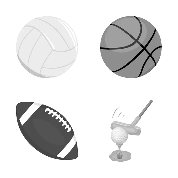 Vektor-Design von Ball und Fußball-Logo. Sammlung von Ball- und Basketballsymbolen für das Web. — Stockvektor