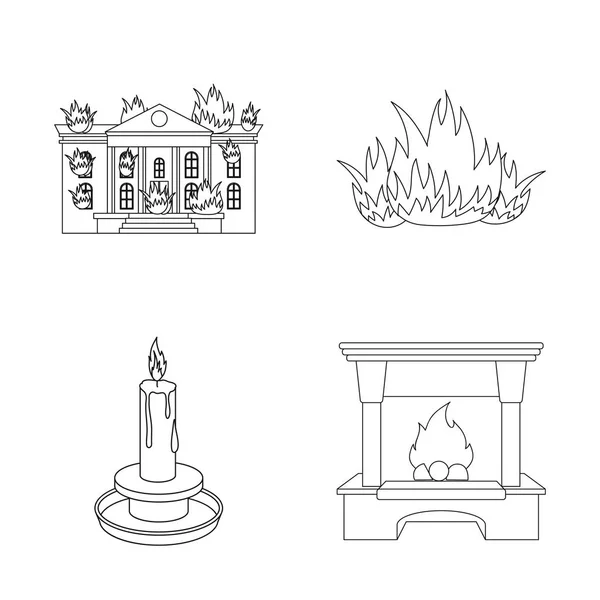 Izolált tárgy tűz és láng szimbólum. Gyűjteménye tűz-és tűzgolyó Stock szimbóluma a weben. — Stock Vector