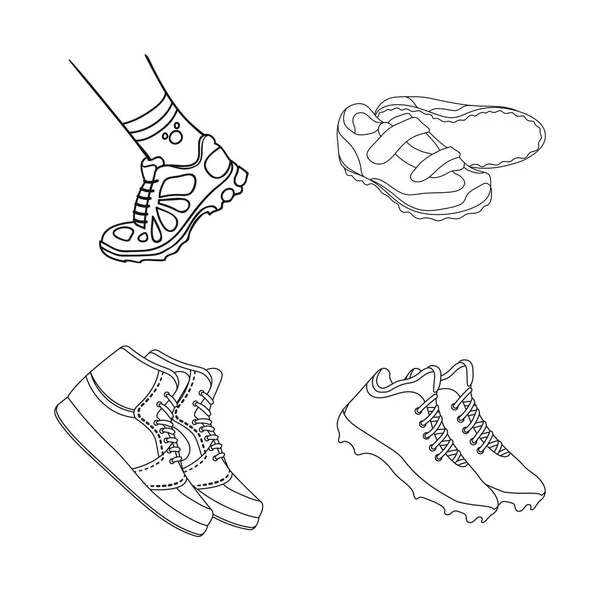 Векторная иллюстрация логотипа обуви и спорта. Набор символов обуви и фитнеса для паутины . — стоковый вектор