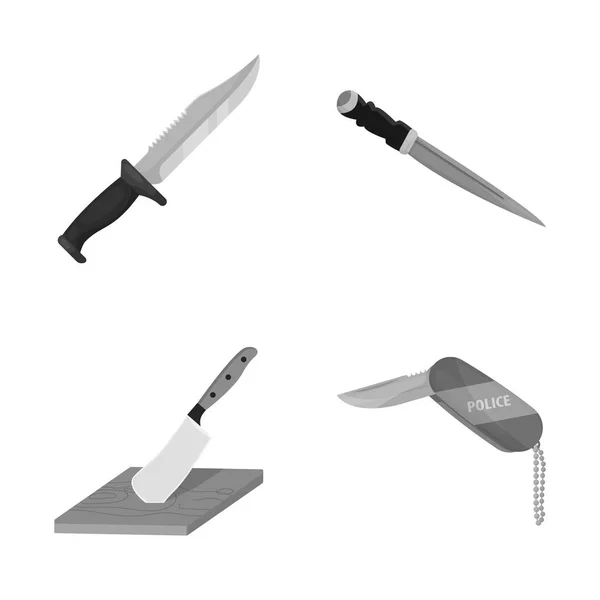Vektor-Design von Messer und Schnittschild. Set Messer und Flachstock-Vektor-Illustration. — Stockvektor