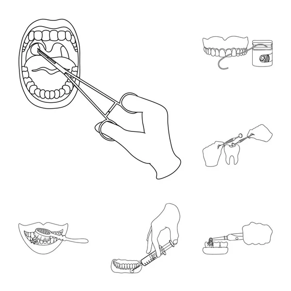 Diseño vectorial de diente y signo feliz. Conjunto de diente y blanqueamiento icono vectorial para stock . — Vector de stock