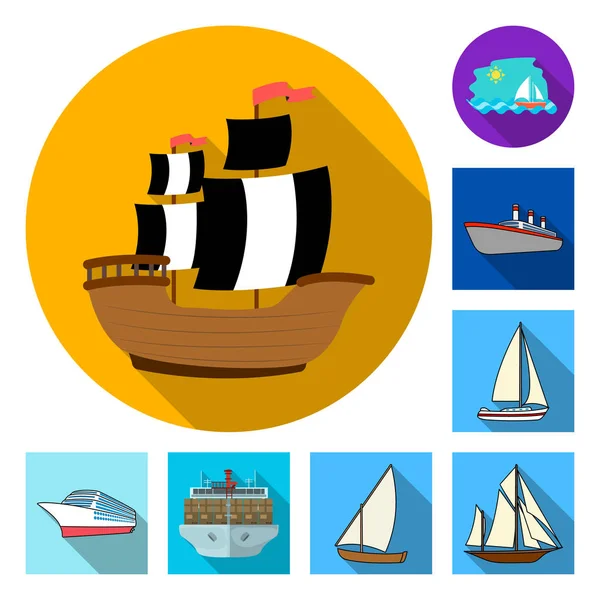 Ilustracja wektorowa logo jachtów i statków. Zestaw jachtu i rejs symbol giełdowy dla sieci web. — Wektor stockowy