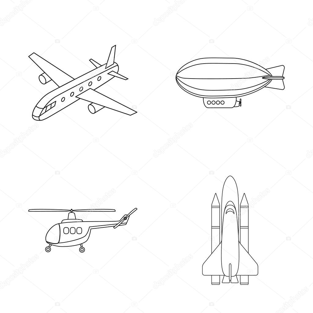 Isolated object of transport and object icon. Collection of transport and gliding  vector icon for stock.