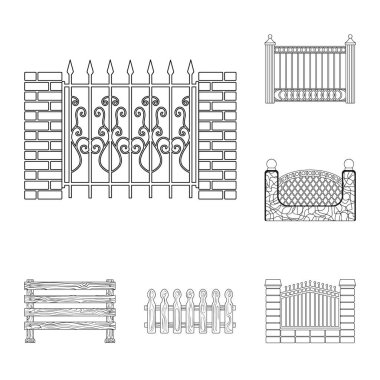 Kapı ve çit logo vektör tasarımı. Kapı ve duvar hisse senedi vektör çizim topluluğu.