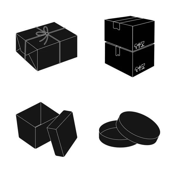 Diseño vectorial de cartón y logotipo de entrega. Conjunto de cartón y etiqueta símbolo de stock para web . — Vector de stock
