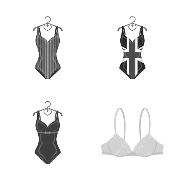 Ilustración vectorial de bikini y muestra de moda. Conjunto de bikini y traje de baño icono de vector para stock . — Archivo Imágenes Vectoriales