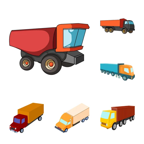 Isolated object of truck and shipping icon. Collection of truck and container stock symbol for web. — Stock Vector