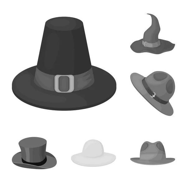 Objeto aislado del sombrero y el icono de la tapa. Colección de sombrero y modelo stock vector ilustración . — Vector de stock