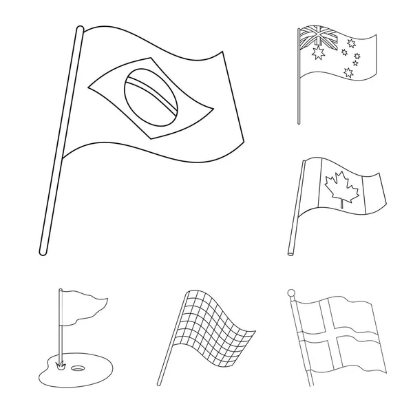 Objet isolé du monde et signe du drapeau. Collection de monde et ruban symbole stock pour le web . — Image vectorielle