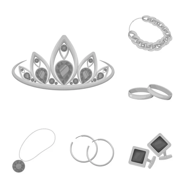 Geïsoleerde object van sieraden en ketting teken. Collectie van sieraden en pendent voorraad vectorillustratie. — Stockvector