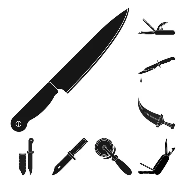 Isolierte Gegenstand von Messer und schneiden Logo. Sammlung von Messer- und Flachstock-Vektorillustrationen. — Stockvektor