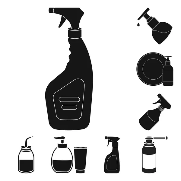 Vektorillustration von Sprüher und Flüssigkeits-Logo. Sammlung von Sprühgeräten und Pestizidvektorsymbolen für Aktien. — Stockvektor