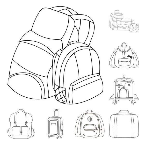 Vektor-Illustration von und Rucksack-Logo. Sammlung und Packen von Vektorsymbolen für Aktien. — Stockvektor