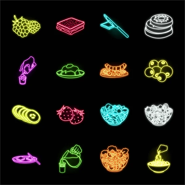 Dessert geurige neon icons in set collectie voor design. Voedsel en zoetheid symbool voorraad web vectorillustratie. — Stockvector