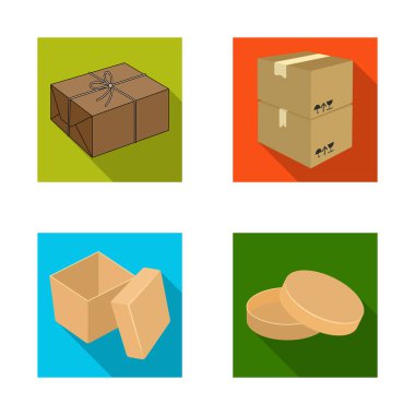 Karton ve teslimat logo vektör tasarımı. Karton ve etiket stok vektör çizim seti.