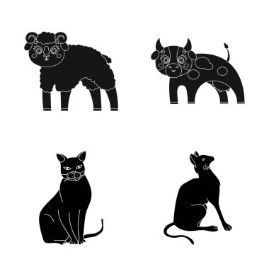 Hayvan ve habitat işareti yalıtılmış nesne. Web için hayvan ve çiftlik hisse senedi simgesi kümesi.