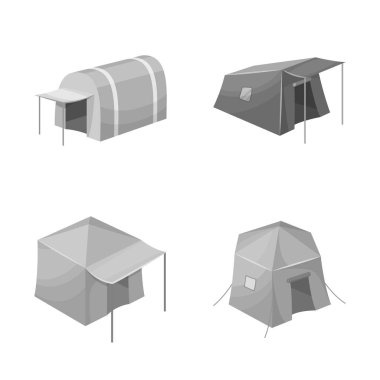 Çadır ve kamp logo vektör Illustration. Çadır ve orman hisse senedi vektör çizim topluluğu.