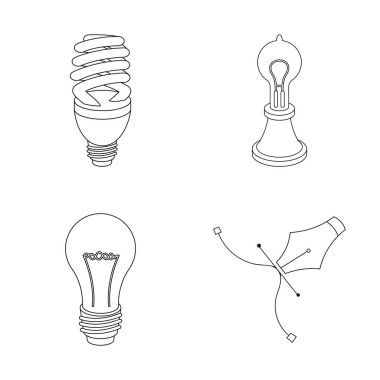 Vektör tasarımı ve ampul oturum açın. Dizi ve fikir hisse senedi vektör çizim.