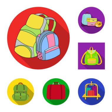 Vektör çizim ve sırt çantası logosu. Set ve hisse senedi vektör çizim paketi.