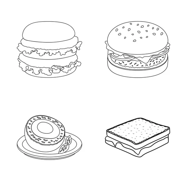 Vector design of sandwich and wrap icon. Set of sandwich and lunch vector icon for stock. — Stock Vector