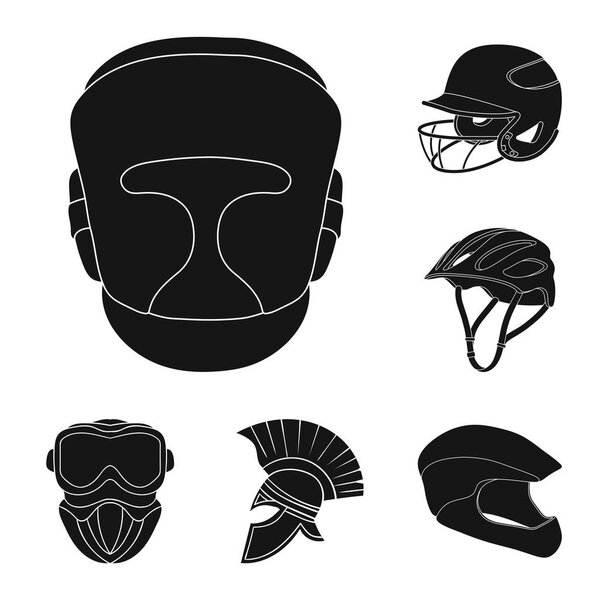Isolated object of helmet and sport sign. Set of helmet and moto stock symbol for web.