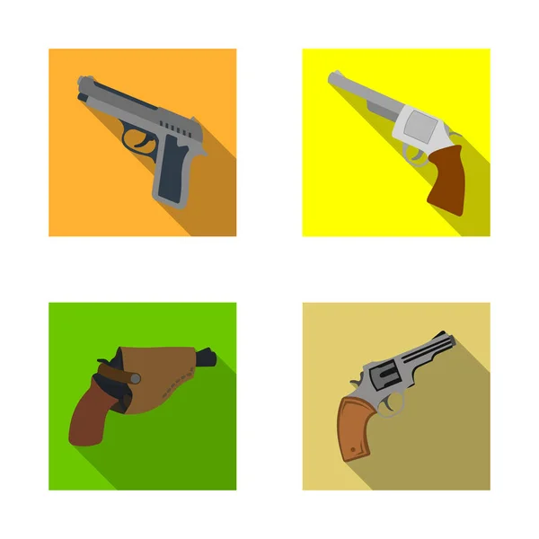 Vectorillustratie van pictogram revolver en pistool. Set revolver en trigger voorraad vectorillustratie. — Stockvector