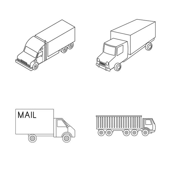 Objeto aislado de camión y el icono de envío. Colección de camión y contenedor símbolo de stock para la web . — Vector de stock