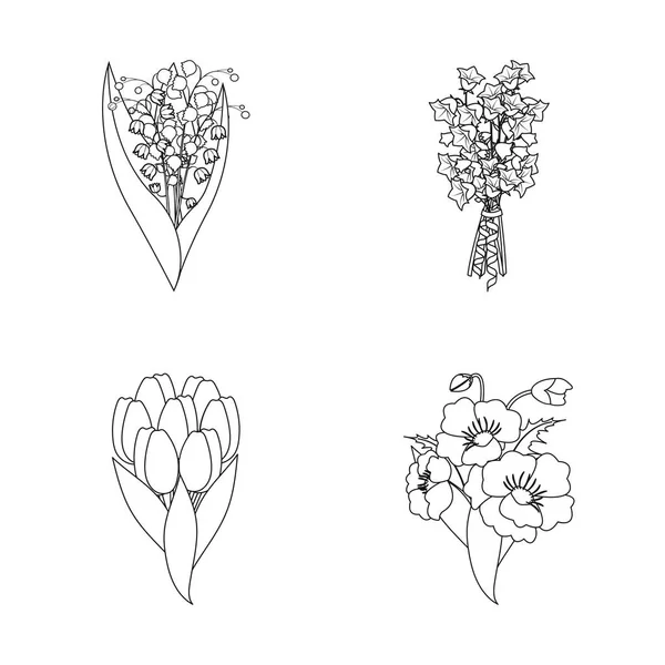 Diseño vectorial del signo de primavera y corona. Conjunto de primavera y flor stock vector ilustración . — Vector de stock