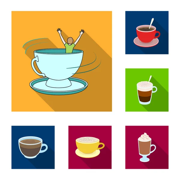 Oggetto isolato di tazza e simbolo del caffè. Set di tazza e top stock illustrazione vettoriale . — Vettoriale Stock