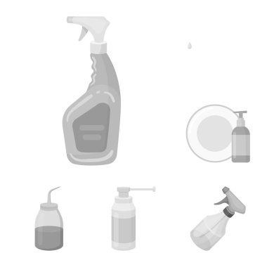 Püskürtücü ve sıvı simgesi yalıtılmış nesne. Püskürtücü ve pestisit hisse senedi vektör çizim.