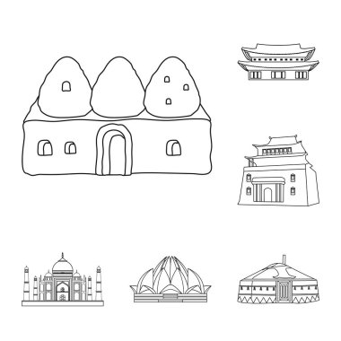 Vektör tasarımı ve şehrin simgesi. Dizi ve ev hisse senedi simgesi web için.