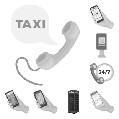 Telefon ve ekran logosu yalıtılmış nesne. Telefon ve cep telefonu hisse senedi vektör çizim topluluğu.