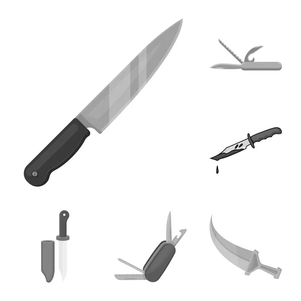 Vektor-Design von Messer und Schnitt-Symbol. Sammlung von Messer- und Flachstock-Vektorillustrationen. — Stockvektor