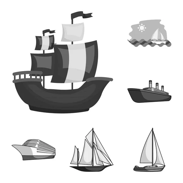Vektor Design Von Yacht Und Schiff Symbol Sammlung Von Yacht — Stockvektor